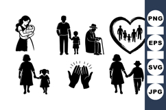 Family Silhouette Vector Clipart For Crafts Product Image 1