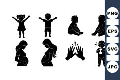 Silhouette Baby And Pregnant Mother Clipart Design Product Image 1