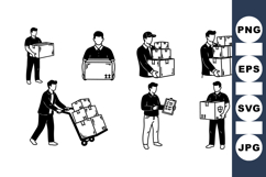 Vector Delivery Man Carrying Cargo Boxes Illustration Product Image 1