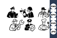 Black And White Professional Worker Svg Illustrations Product Image 1