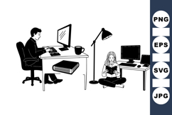 Minimalist Home Office Desk Activity Design Illustration Product Image 1