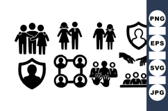 Hand Drawn Teamwork And Security Icons Product Image 1