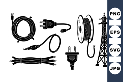 Hand Drawn Electrical Wire Clipart for Tech Design Product Image 1