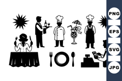 Restaurant Staff Silhouette Clipart For Menus Product Image 1