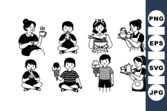 Hand Drawn Kids Eating Food Clipart Illustration Product Image 1