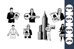 Black And White Real Estate Agent Clipart Illustration Product Image 1