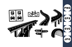 Black Road Infrastructure Icons Vector Product Image 1