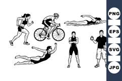 Hand Drawn Triathlon Sports SVG For Event Design Product Image 1