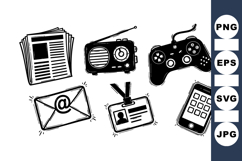 Hand Drawn Retro Technology Icon Illustration Product Image 1