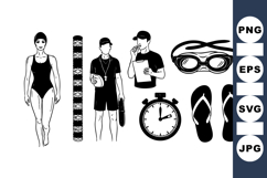Hand Drawn Swimming Coach Clipart Design Elements Product Image 1