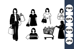 Minimalist Black And White Shopping Clipart Product Image 1