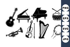 Black Vintage Instrument SVG Clipart Product Image 1
