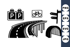 Retro Vector Road And Traffic Signs Illustration Product Image 1