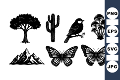 Vintage Nature Silhouette Clipart For Crafts Product Image 1