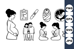 Hand Drawn Pregnancy And Newborn Baby Clipart Product Image 1