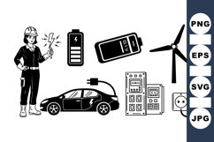 Vector Electric Vehicle Energy Icons Design Product Image 1