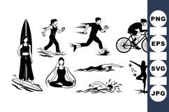 Silhouette Vector Clipart of Active Sports Figures Product Image 1