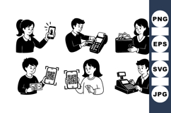 Hand Drawn Digital Payment Vector Clipart Product Image 1