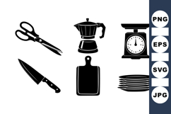 Hand Drawn Kitchen Utensil Silhouettes For Crafts Product Image 1