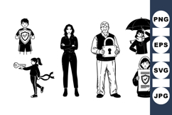 Black And White Family Security Protection Vector Product Image 1