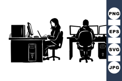 Black Silhouette Office Workers Digital Clipart Product Image 1