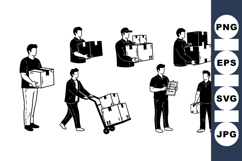 Hand Drawn Delivery Man Vector Clipart Product Image 1