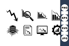 Vector Declining Data Chart Icon Product Image 1