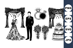 Elegant Wedding Silhouette Clipart for Invitations Product Image 1