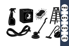Black Cleaning Tools Vector Illustration Product Image 1