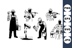 Silhouette Construction Worker Tools Graphic Illustration Product Image 1