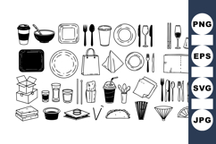 Hand Drawn Tableware Clipart Vector Graphics Product Image 1