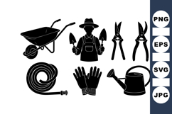 Silhouette Gardening Tools Vector Clipart Product Image 1