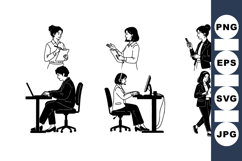Hand Drawn Professional Office Worker Clipart Design Product Image 1