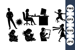 Vector Silhouettes of People in Office Life Scenes Product Image 1