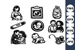 Hand Drawn Pregnancy Baby Icon For Crafts Product Image 1