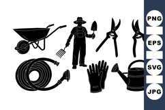 Vector Gardening Tools Silhouette Clipart Graphic Product Image 1