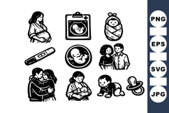 Hand Drawn Pregnancy And Baby SVG Product Image 1