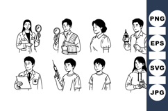 Hand Drawn Medical Character Line Art Illustrations Product Image 1
