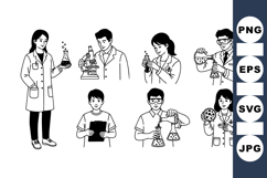Line Art Scientific Researchers Lab Illustration Product Image 1