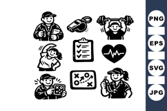 Hand Drawn Sports Coaching Vector Icons For Fitness Product Image 1
