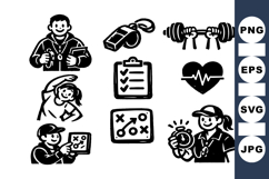 Fitness Coach Vector Icons For Sports Training Product Image 1