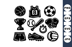 Hand Drawn Vintage Sports Icon Clipart Product Image 1
