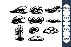 Hand Drawn Ocean Wave Clipart Illustrations Product Image 1