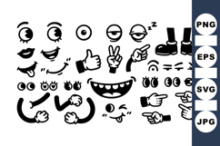 Hand Drawn Cartoon Face Expressions Clipart Product Image 1