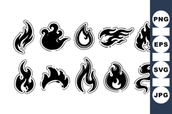 Black Fire Flame Vector Icon Illustration Product Image 1