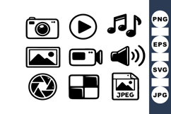 Digital Multimedia Icons Vector Graphic Product Image 1