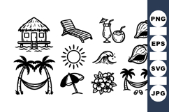 Hand Drawn Tropical Beach Clipart For Crafts Product Image 1