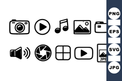 Hand Drawn Media Icons Clipart Product Image 1
