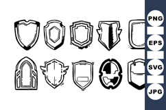 Hand Drawn Vintage Shield Emblem Clipart Product Image 1