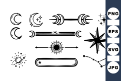 Hand Drawn Celestial Moon And Star Clipart Product Image 1
